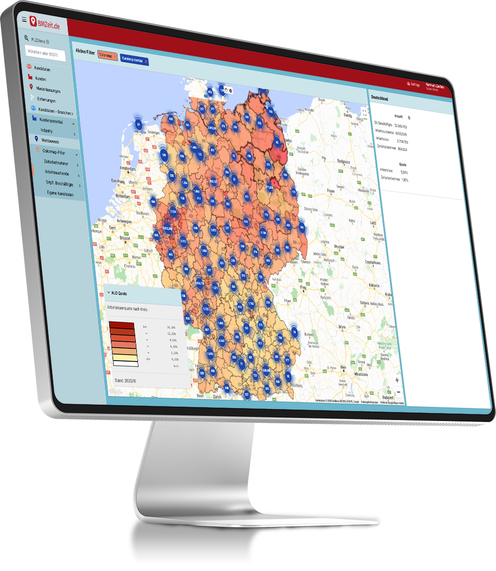 GeoMapping Zeitarbeit: Daten auf einen Blick